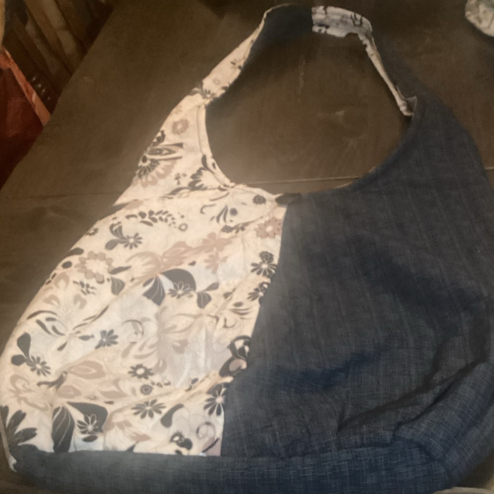 Floral and Denim Hobo Bag